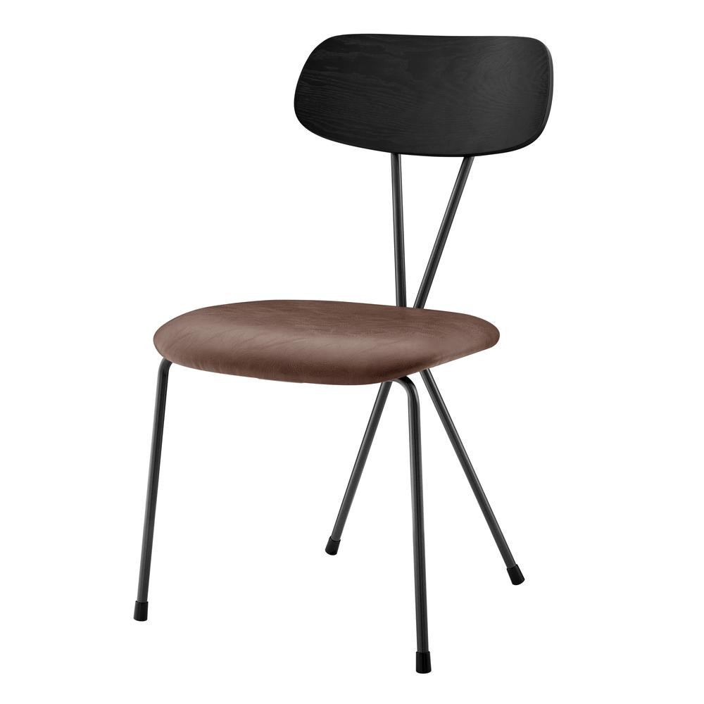 Set of four Elise PU dining side chairs by Start2Finish, featuring modern design with upholstered seats and sleek wooden legs.