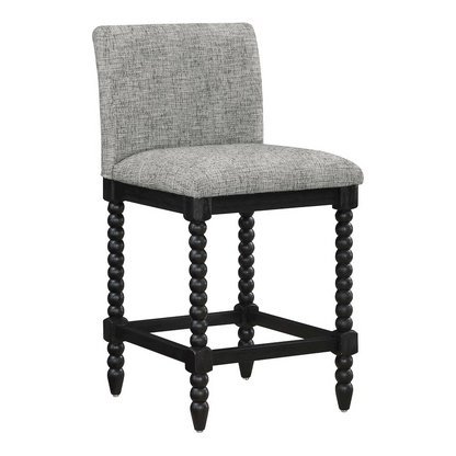 Start2Finish ELIZA 26-inch spindle counter stool with wooden legs and cushioned seat, ideal for kitchen or bar area.