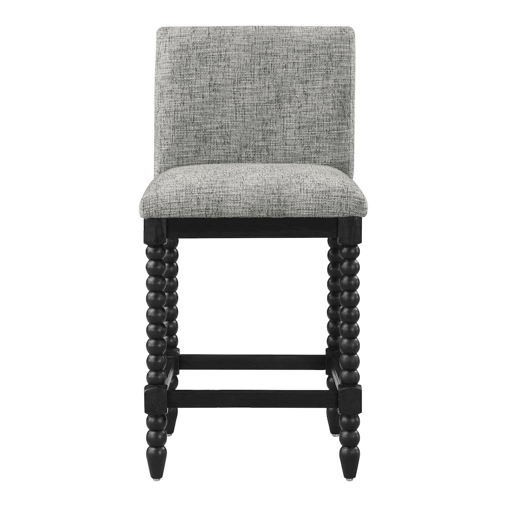 ELIZA 26-inch spindle counter stool by Start2Finish, featuring wooden legs and a woven seat for kitchen or bar seating.