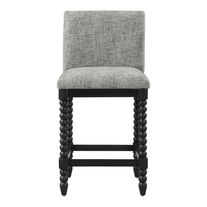 ELIZA 26-inch spindle counter stool by Start2Finish, featuring wooden legs and a woven seat for kitchen or bar seating.