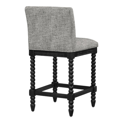 Start2Finish Eliza 26-inch spindle counter stool with wooden seat and backrest, showcasing classic furniture design and craftsmanship.