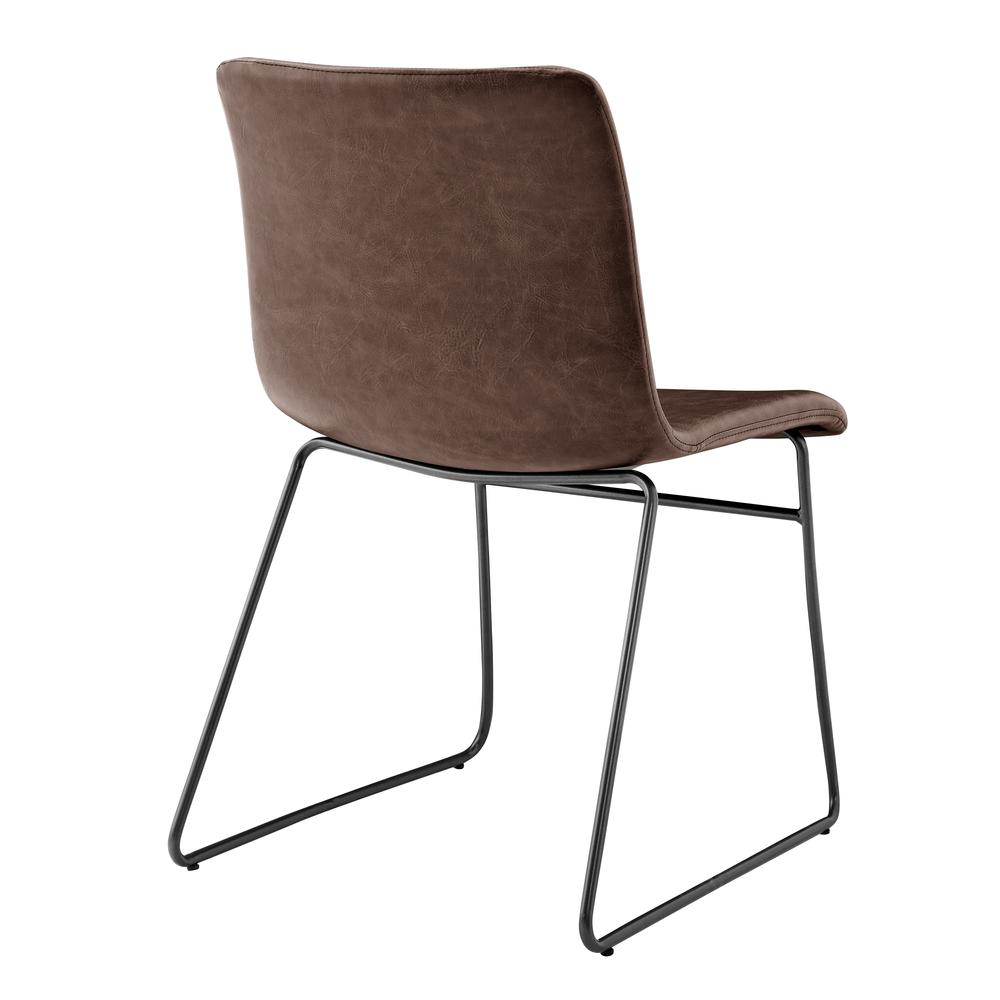 Set of two Bruce faux leather dining side chairs by Start2Finish, featuring sleek black upholstery and modern wooden legs.