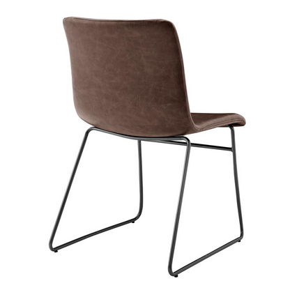 Set of two Bruce faux leather dining side chairs by Start2Finish, featuring sleek black upholstery and modern wooden legs.