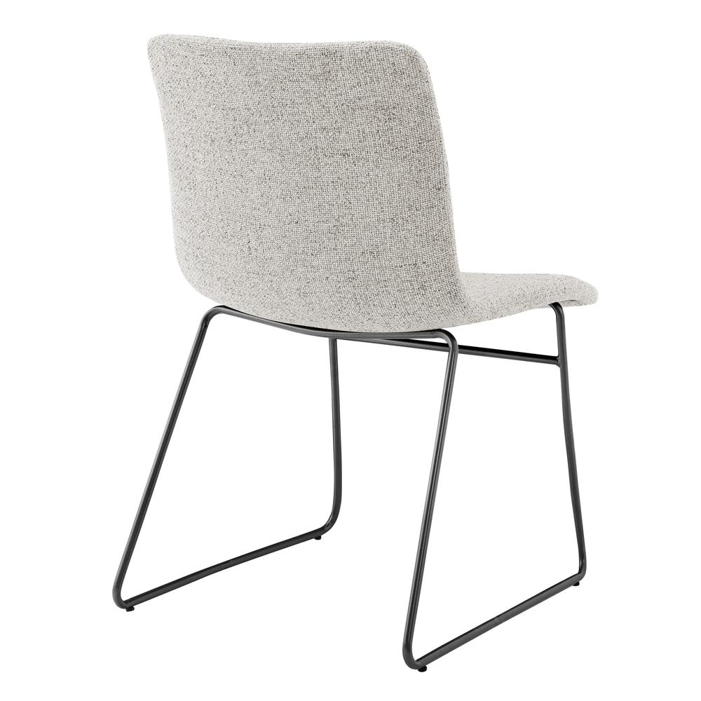 Set of two Bruce Chenille dining side chairs with padded seats and wooden legs, featuring a soft beige fabric finish.