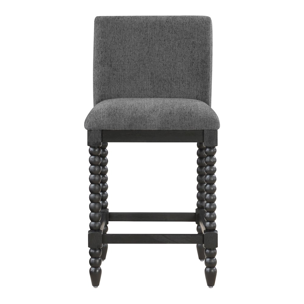Start2Finish Eliza 26-inch spindle counter stool with wooden legs and spindle backrest, suitable for kitchen or bar seating.