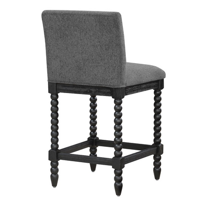 Start2Finish Eliza 26-inch spindle counter stool with wooden seat and turned spindle legs, showcasing classic furniture design.