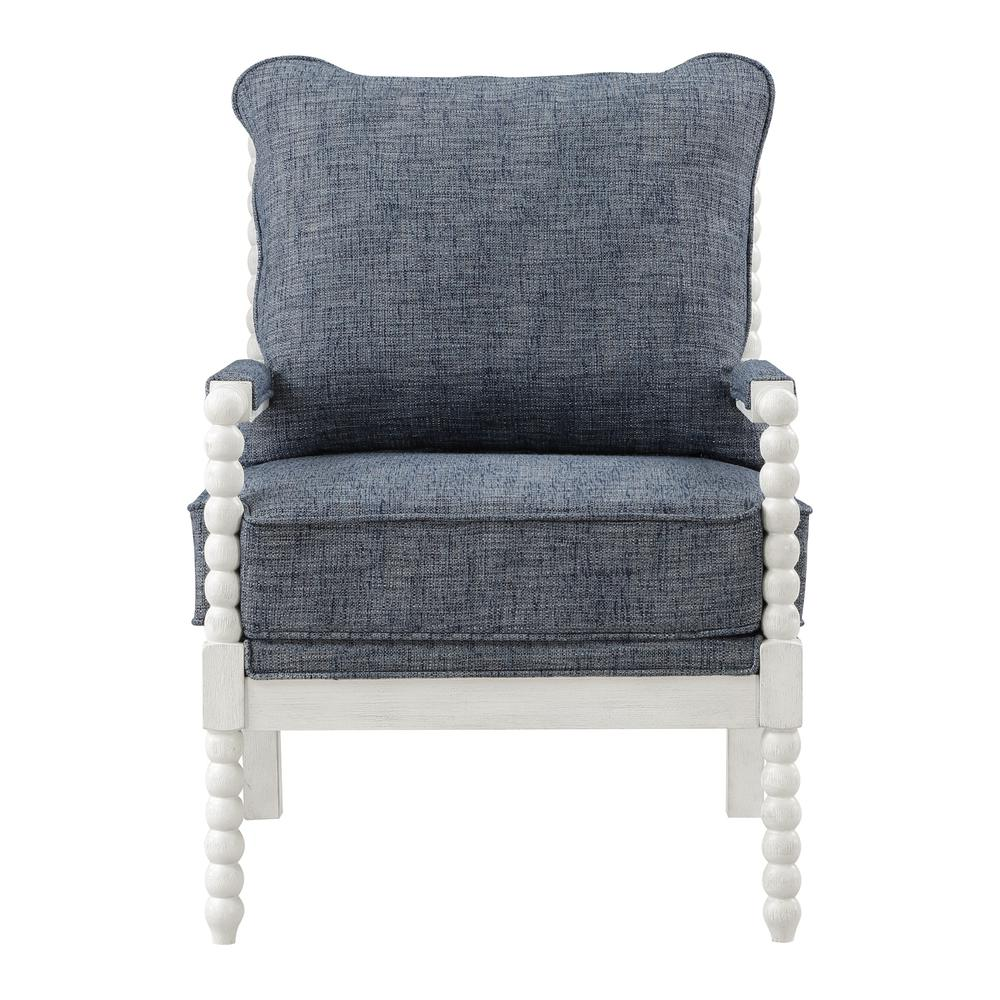 Start2Finish Kaylee Spindle Chair with wooden spindle arms and fabric upholstery, modern ergonomic design for living room or office.