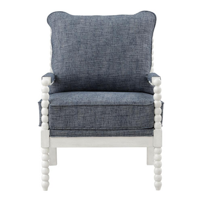 Start2Finish Kaylee Spindle Chair with wooden spindle arms and fabric upholstery, modern ergonomic design for living room or office.
