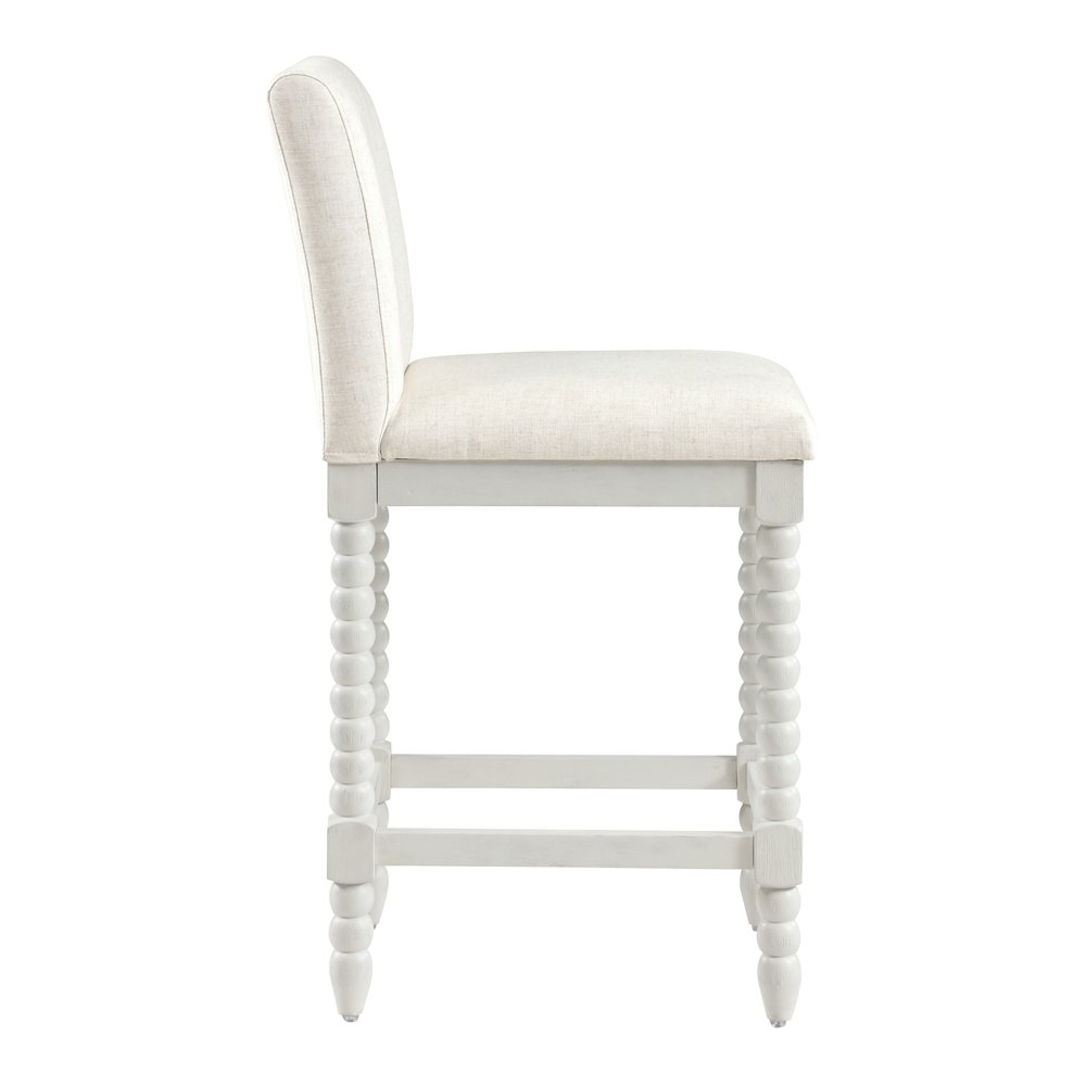 Kaylee 26-inch spindle counter stool by Start2Finish, showcasing wooden legs and spindle backrest in a natural wood finish.