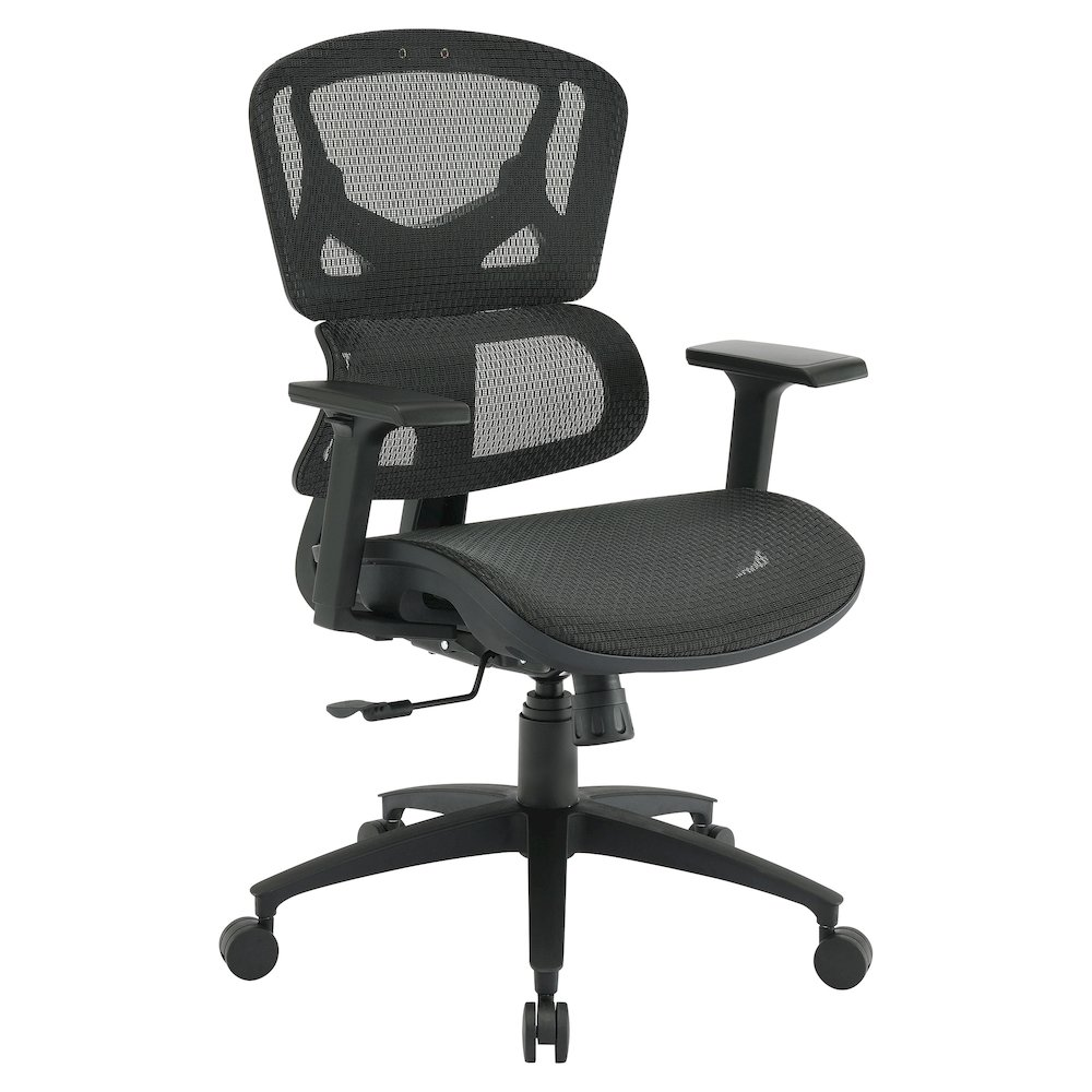 Start2Finish mesh back manager’s chair with adjustable armrests and ergonomic design, featuring a breathable mesh back and cushioned seat.