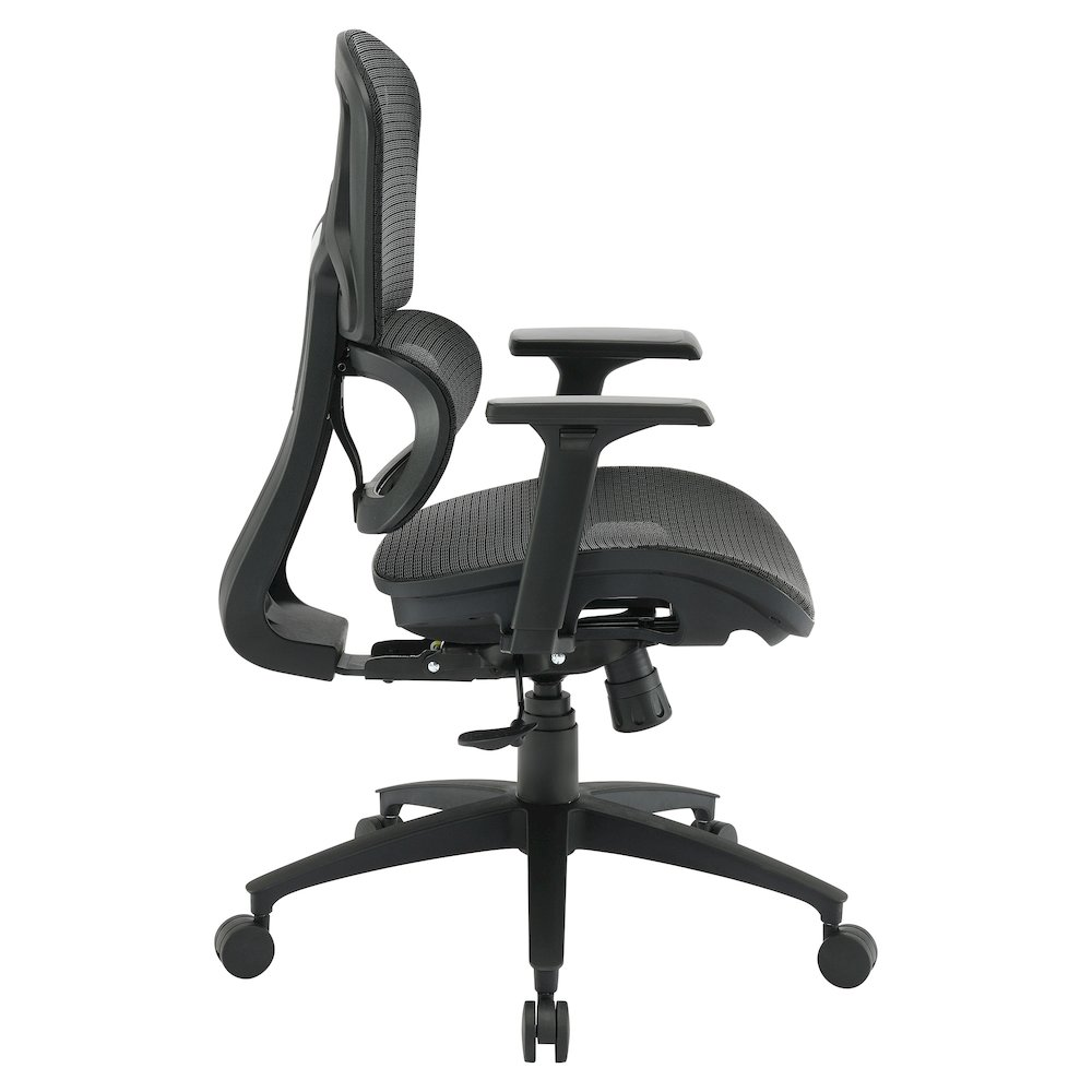 Start2Finish mesh back manager’s chair with adjustable armrests and ergonomic design, featuring a breathable mesh back for comfort.