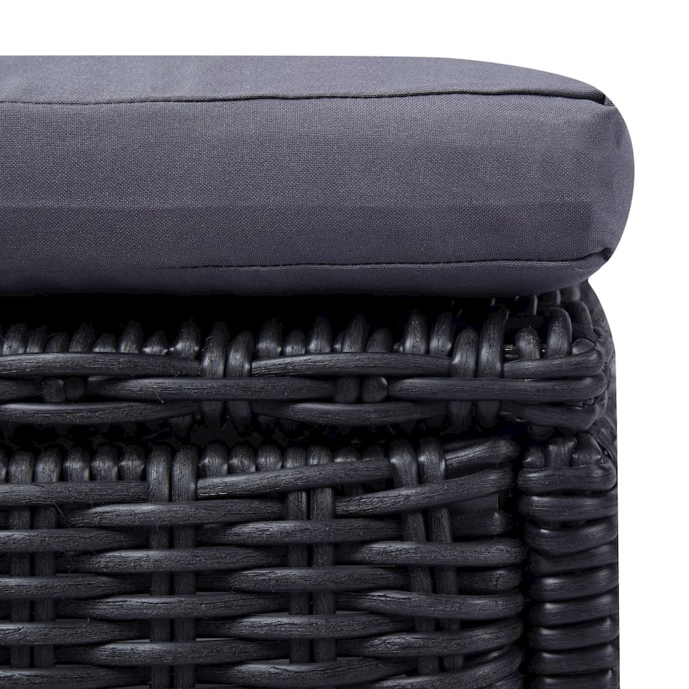 Start2Finish black and dark gray PE rattan sunlounger with adjustable backrest, measuring 77.9 x 23.6 x 32.9 inches.