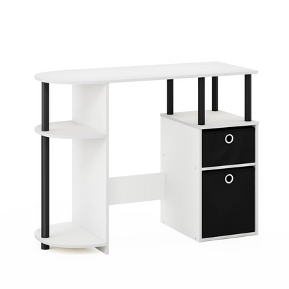 Start2Finish JAYA computer study desk in white and black with bin drawers, modern furniture for home or office workspace.