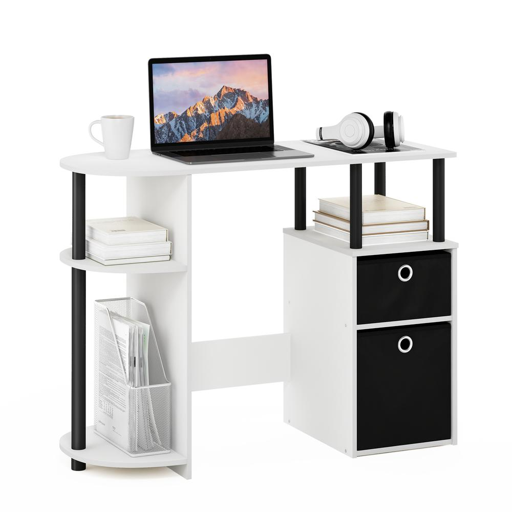 Start2Finish JAYA computer study desk in white and black with bin drawers, featuring a minimalist design for a functional workspace.