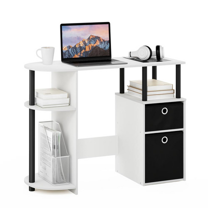 Start2Finish JAYA computer study desk in white and black with bin drawers, featuring a minimalist design for a functional workspace.