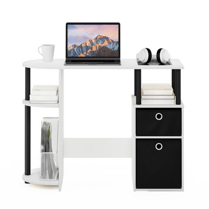 Start2Finish JAYA study desk in white and black with bin drawers, modern computer furniture for home or office use.