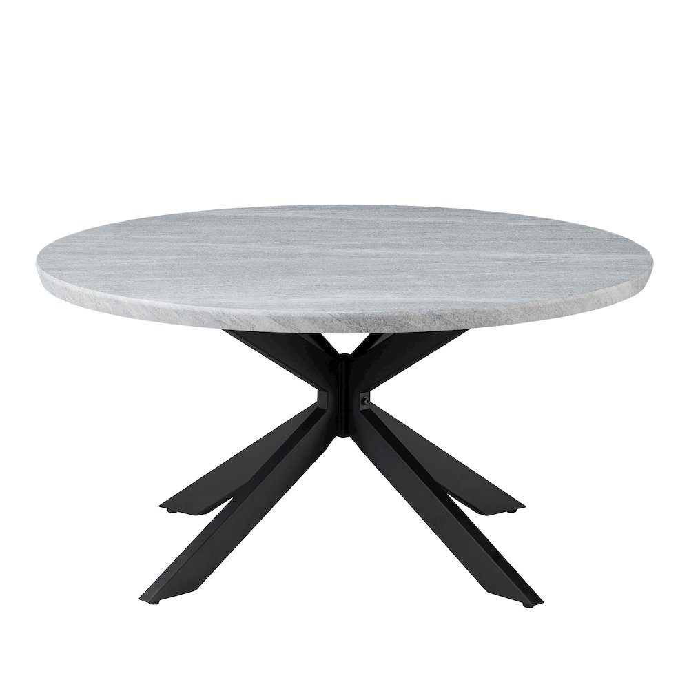 Start2Finish Keyla faux-marble round cocktail table with sleek black metal legs, modern accent piece for living room decor.