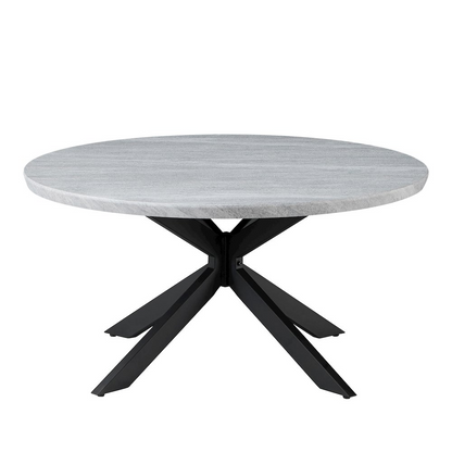 Start2Finish Keyla faux-marble round cocktail table with sleek black metal legs, modern accent piece for living room decor.