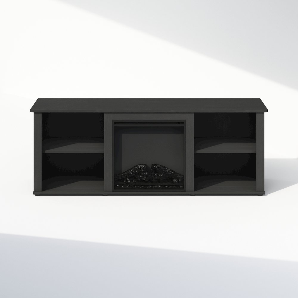 Start2Finish electric fireplace TV stand with storage, designed for 60-inch TVs, featuring a modern entertainment center style.