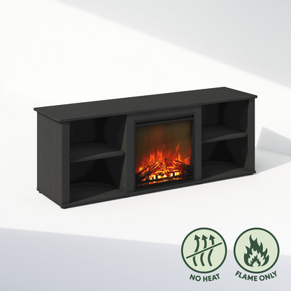 Start2Finish electric fireplace TV stand with storage for 60-inch TVs, featuring a modern entertainment center design and built-in fireplace.