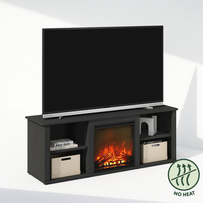 Start2Finish electric fireplace TV stand for 60-inch TVs, modern entertainment center with built-in fireplace and storage compartments.