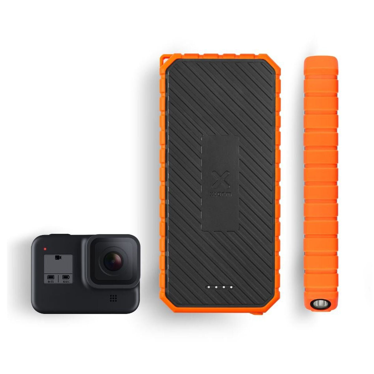 Xtorm XR102 power bank with built-in flashlight, portable consumer electronics device for charging on the go.