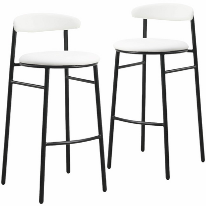 Set of two white modern bar stools from the Lume Collection by Start2Finish, featuring sleek contemporary furniture design.