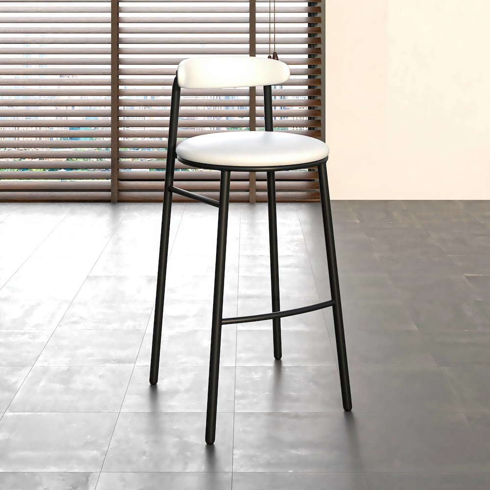 Set of two white Lume Collection modern bar stools by Start2Finish, featuring sleek design and sturdy construction.