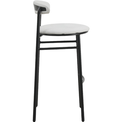 Set of two grey modern bar stools from the Lume Collection by Start2Finish, featuring sleek design and wooden legs.