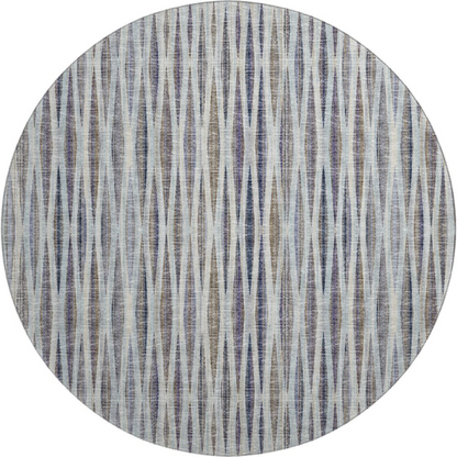 Start2Finish Mayfield Ocean round rug, machine washable with a soft, textured design, measuring 8 feet by 8 feet.