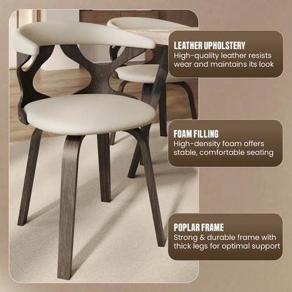 Modern wooden dining chair by Start2Finish featuring a sleek design with a curved backrest and sturdy wooden legs.