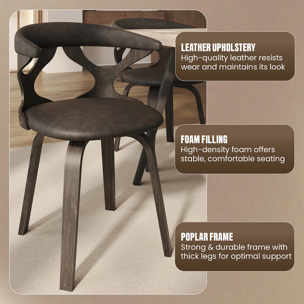 Modern wooden dining chair from Start2Finish featuring a sleek design with a curved backrest and sturdy wood construction.