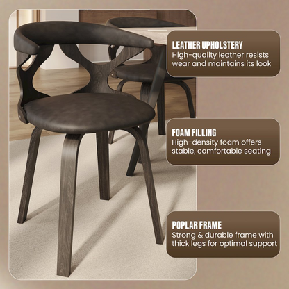 Modern wooden dining chair from Start2Finish featuring a sleek design with a curved backrest and sturdy wood construction.