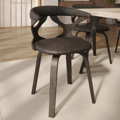 Modern wooden dining chair from Start2Finish, showcasing a sleek design with a wooden seat and backrest.