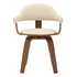 Modern wooden dining chair with sleek design and natural finish, featuring a sturdy frame and comfortable seat.