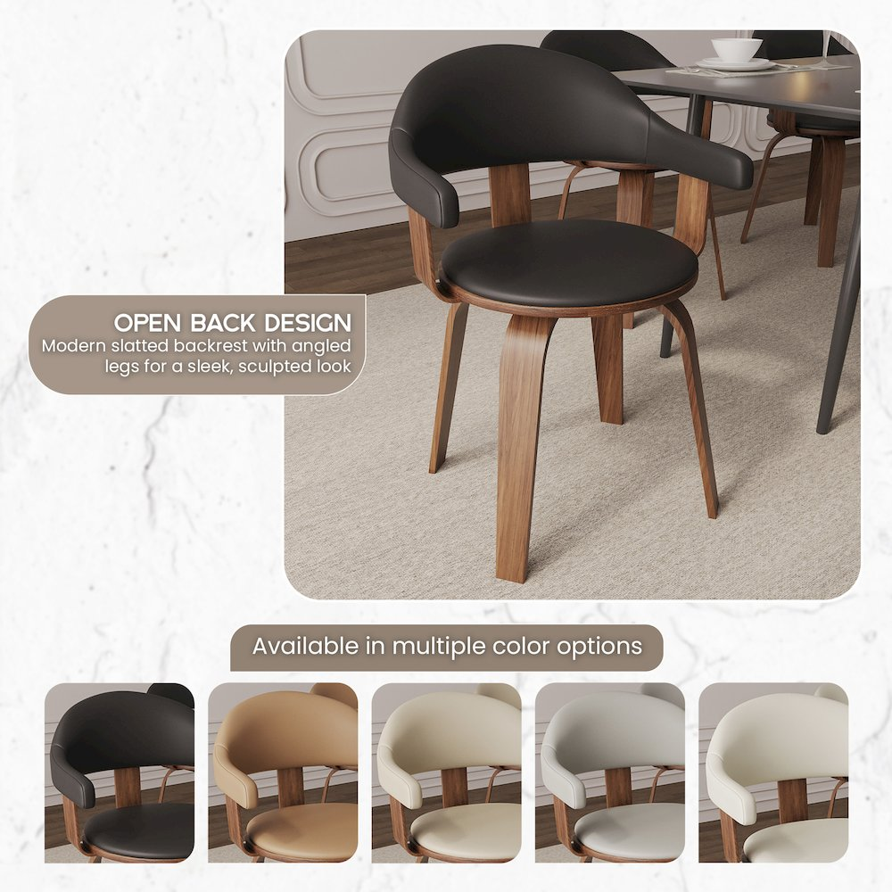 Modern wooden dining chair by Start2Finish with a sleek design and natural wood finish, featuring a cushioned seat and curved backrest.