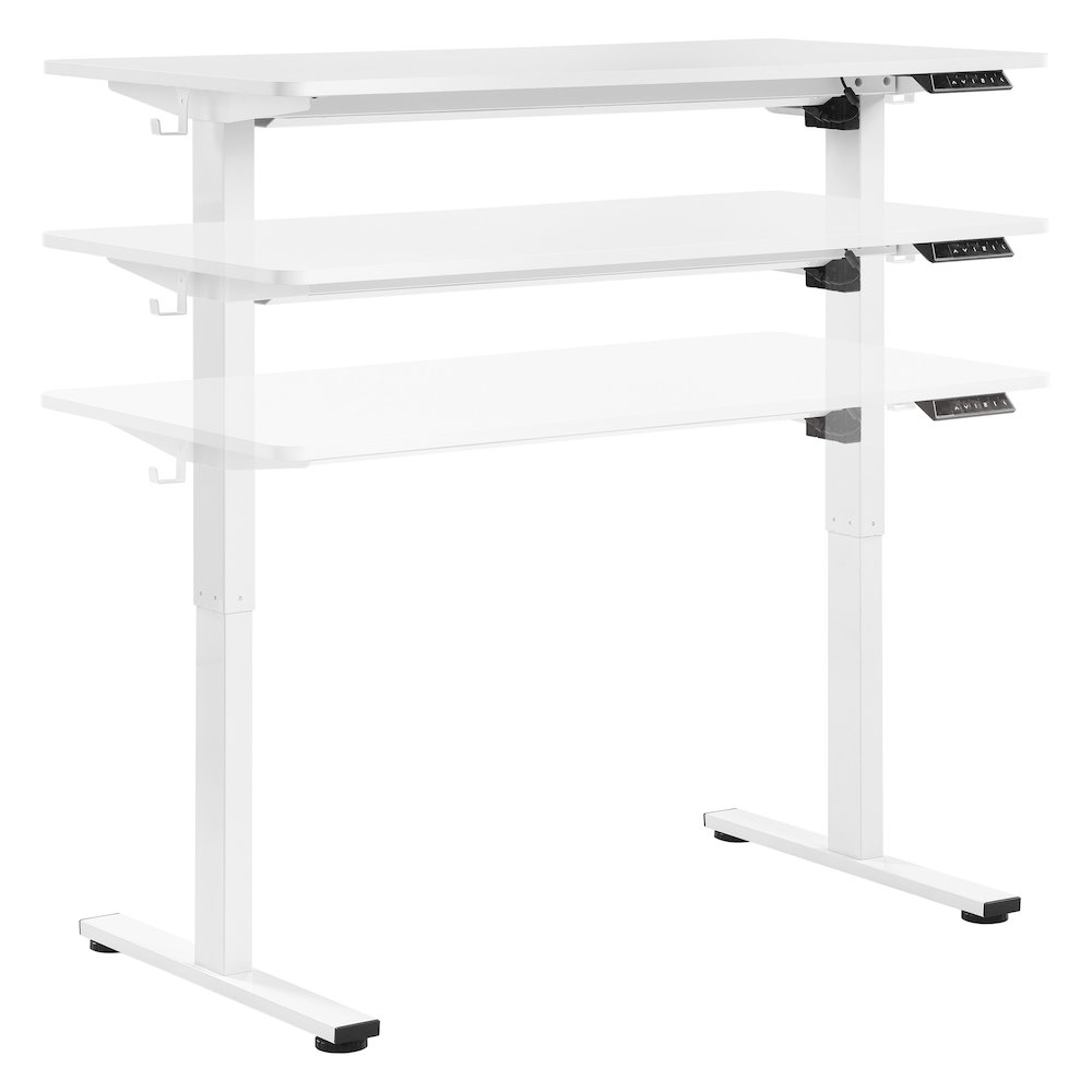 Primo 48-inch white sit-to-stand electric height adjustable desk by Start2Finish, with a sleek modern design and smooth adjustment controls.