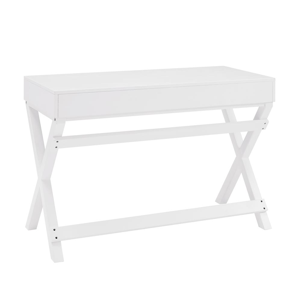 Peggy White Writing Desk by Start2Finish featuring a sleek modern design with a spacious tabletop and sturdy wooden legs.