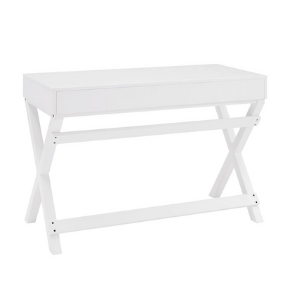 Peggy White Writing Desk by Start2Finish featuring a sleek modern design with a spacious tabletop and sturdy wooden legs.