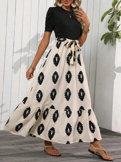 Ruby Styx printed tie waist short sleeve maxi dress, women&
