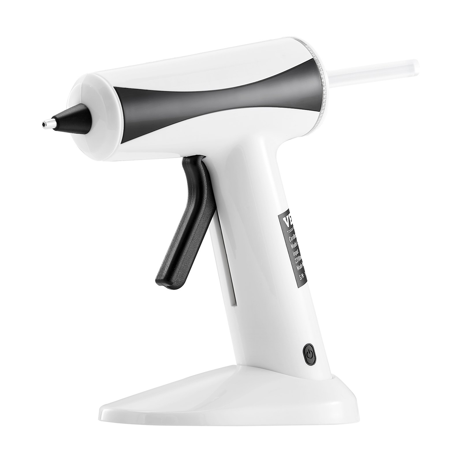 Start2Finish VEVOR cordless hot glue gun with 2200mAh battery, 20 glue sticks, mini design, ideal for crafts, arts, and DIY projects.