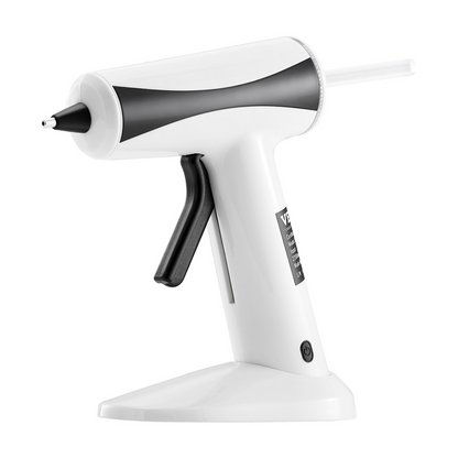 Start2Finish VEVOR cordless hot glue gun with 2200mAh battery, 20 glue sticks, mini design, ideal for crafts, arts, and DIY projects.