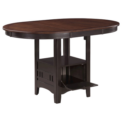Lavon Oval 60-inch Extension Counter Dining Table in Chestnut by Start2Finish, showing its smooth oval surface and extendable design