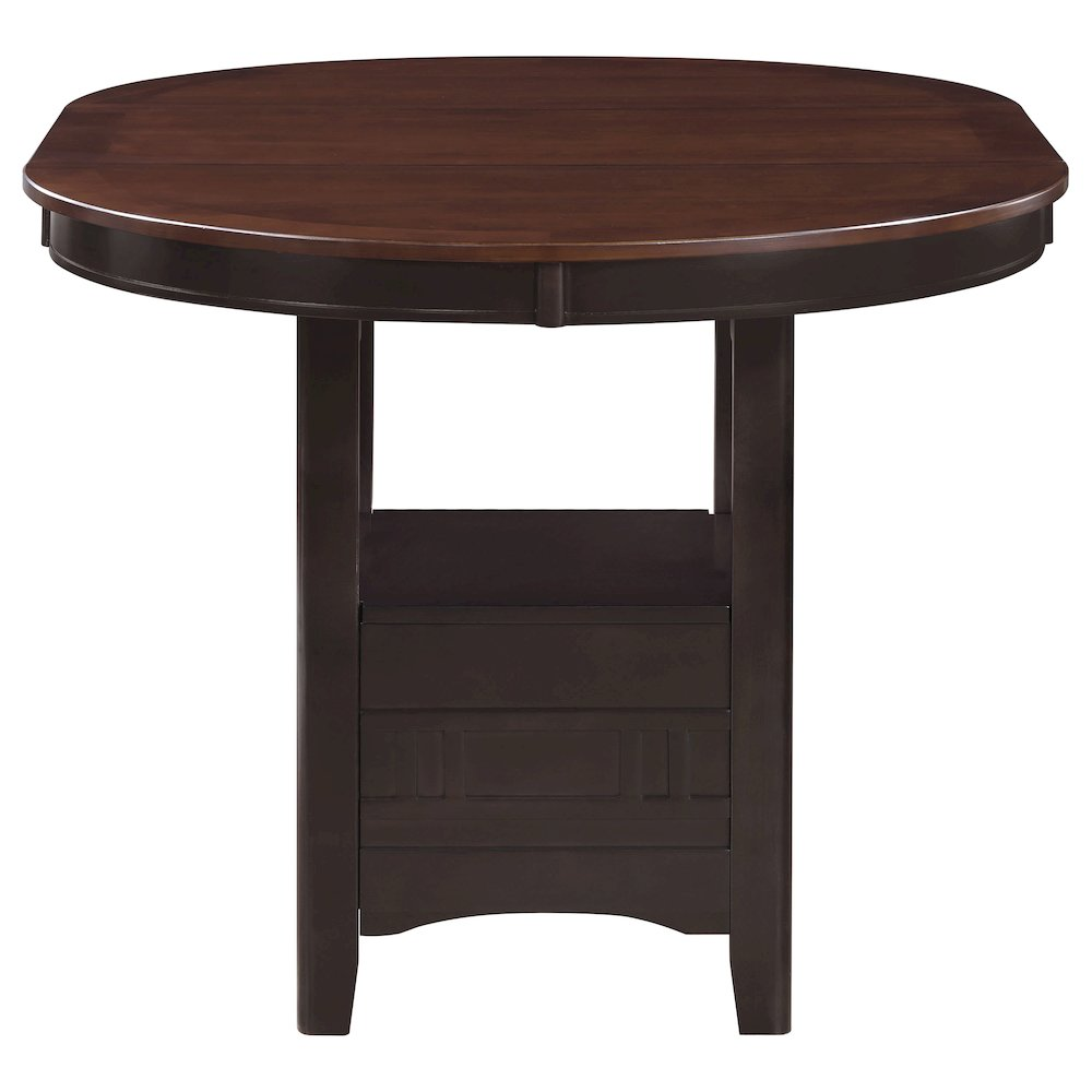 Lavon Oval 60-inch extension counter dining table in chestnut wood by Start2Finish, showing the smooth oval tabletop and extended surface.