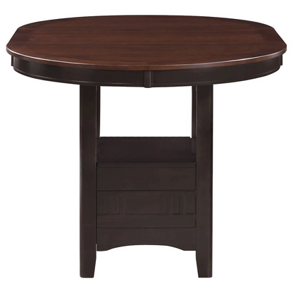 Lavon Oval 60-inch extension counter dining table in chestnut wood by Start2Finish, showing the smooth oval tabletop and extended surface.