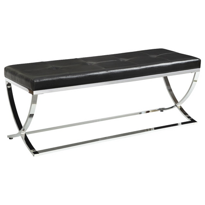 Start2Finish Walton Leatherette Upholstered Tufted Accent Bench in black with cushioned seat and tufted design.