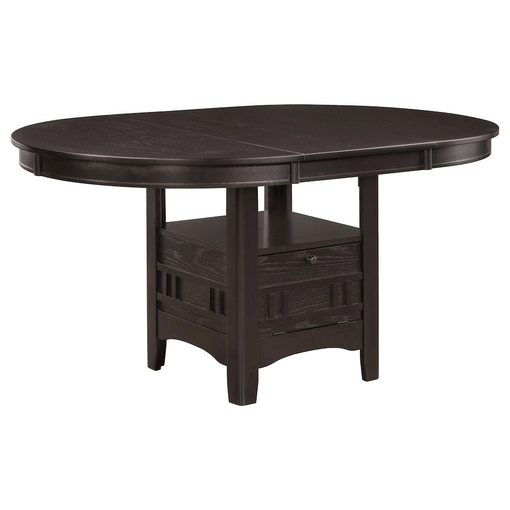 Lavon Oval 60-inch Extension Leaf Dining Table by Start2Finish in espresso finish, showing the table with extended leaf in a modern dining room.