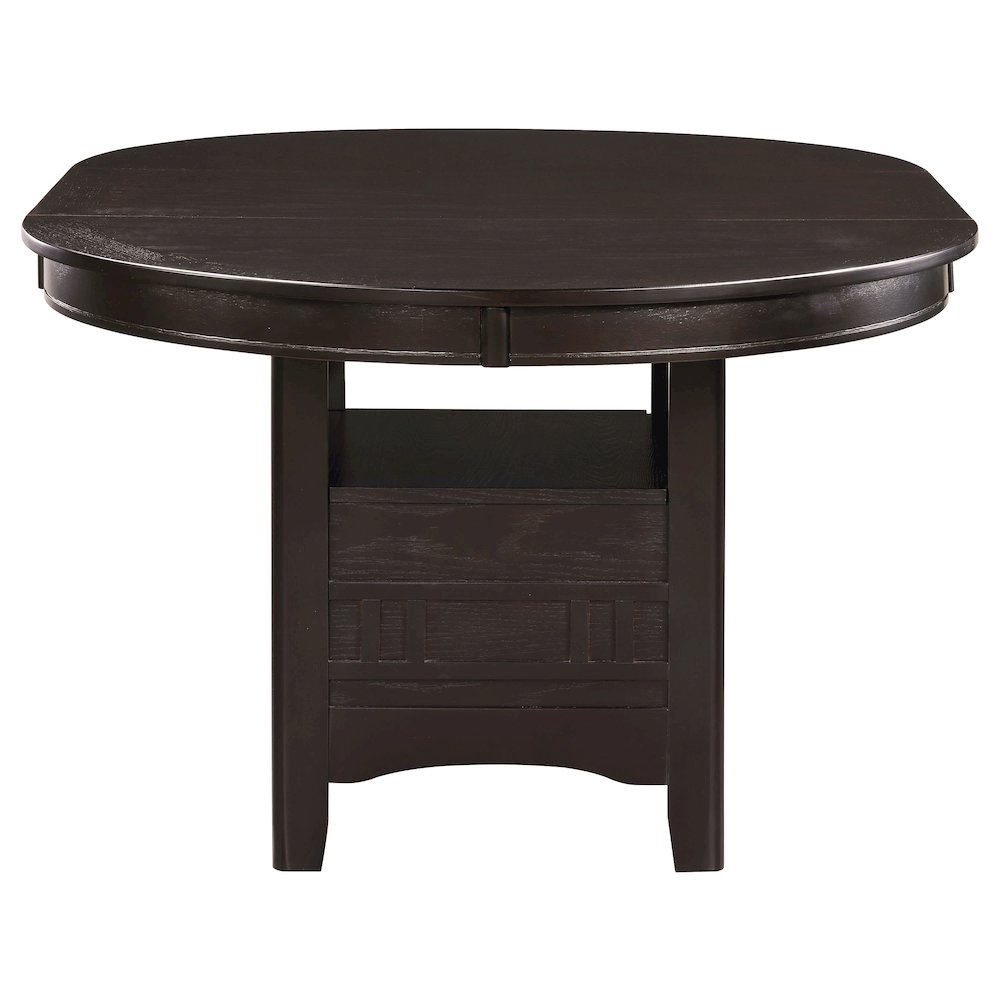 Lavon Oval 60-inch Extension Leaf Dining Table in espresso wood, showing the table with extended leaf and smooth surface.