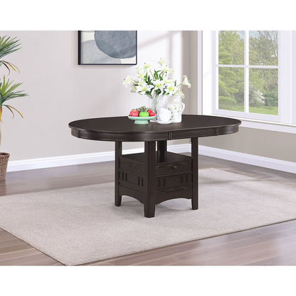 Start2Finish Lavon Oval 60-inch Extension Leaf Dining Table in espresso wood, showing the extended table with a smooth oval shape.