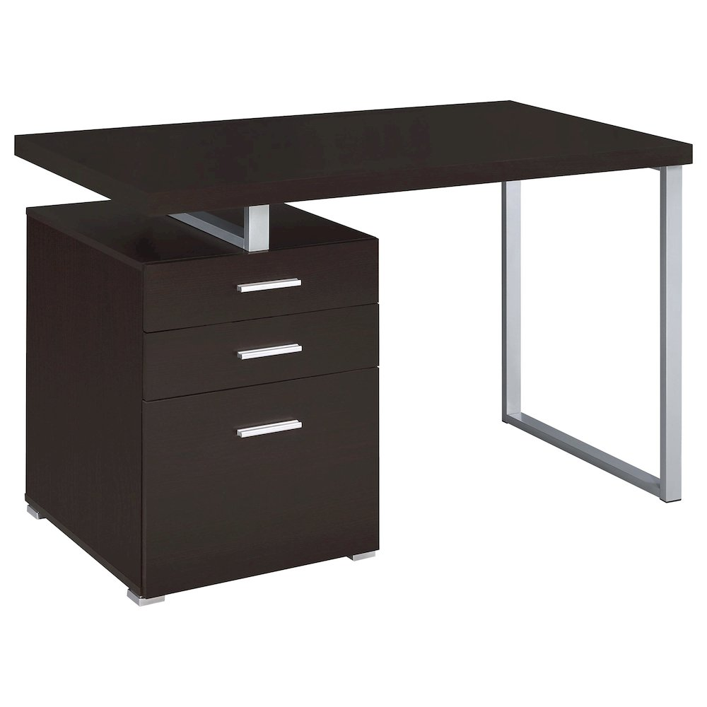 Start2Finish Brennan 47-inch cappuccino office computer desk with three drawers, featuring a sleek modern furniture design.